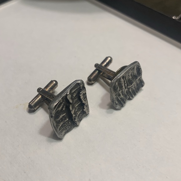 50’s 60’s BRUTALIST MODERNIST ARTIST STUDIO CUFFLINKS TESTED STERLING SILVER - Picture 3 of 11